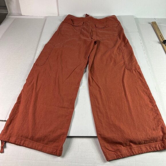 American Eagle Linen Blend Pants Women's 34x29* High Rise Wide Leg Orange Tag 12 - Picture 10 of 16
